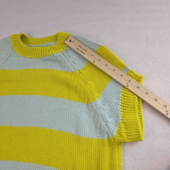 Mersea Voyageur Chunky Knit Sweater S Striped Blue Yellow Nautical Coastal Beach - Picture 7 of 10